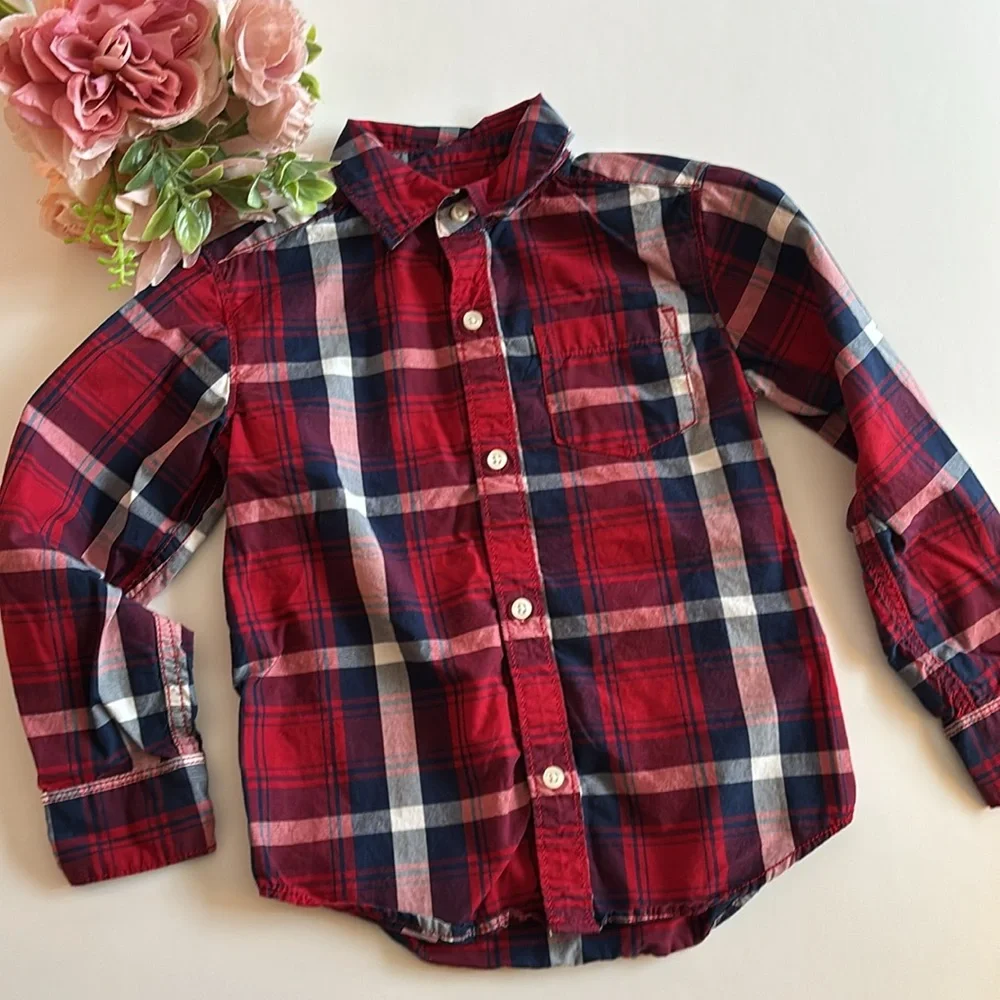 Carters Boys Long Sleeve Oxford Plaid Shirt 4T Plaid Carters shirts Long sleeve